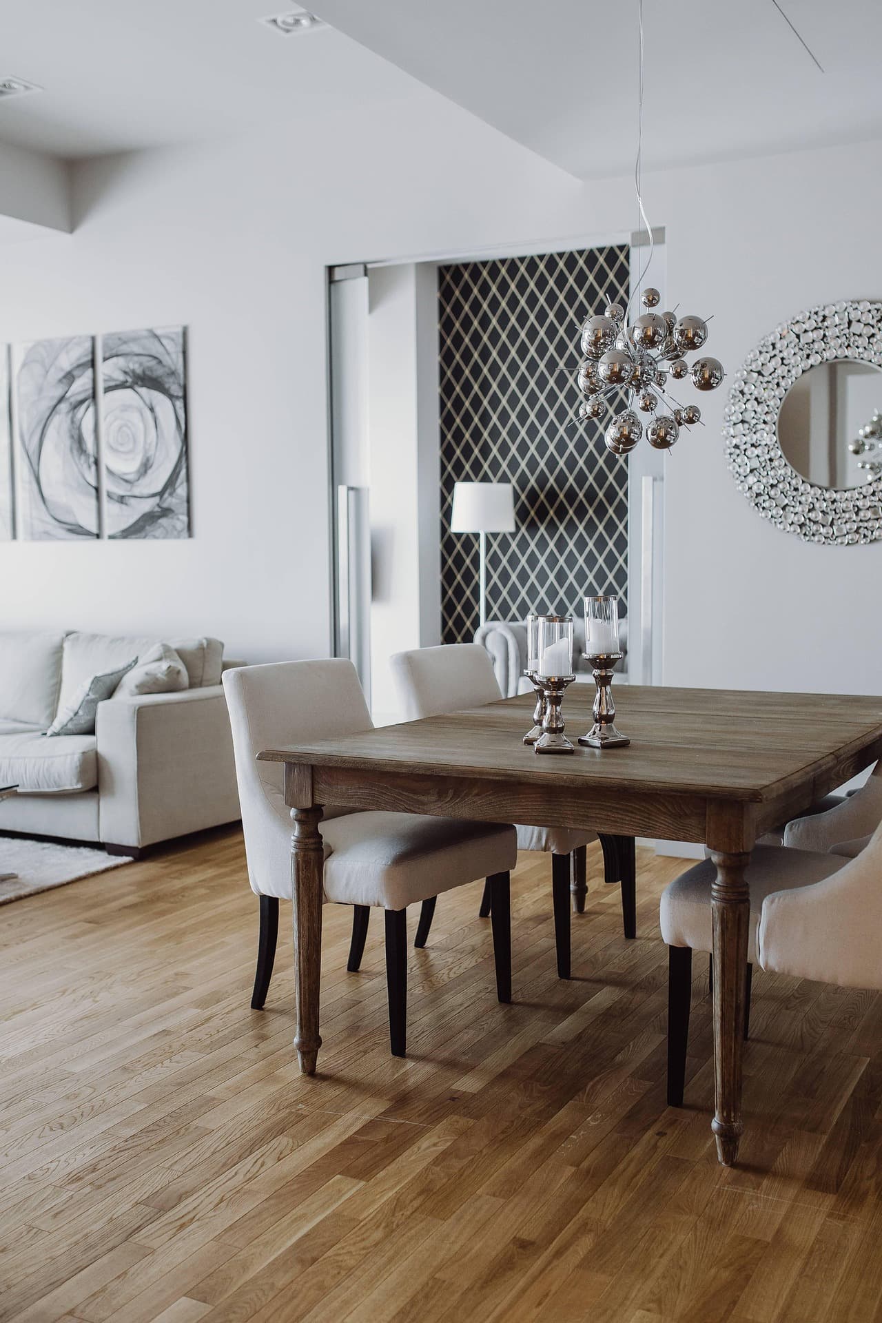 Professionally presented dining and living space
