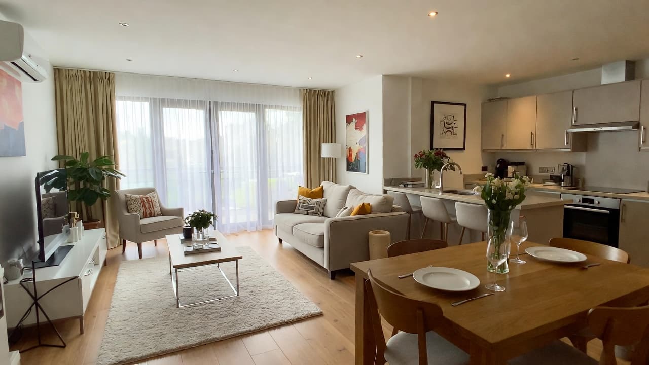 Bright open-plan accommodation living and dining space